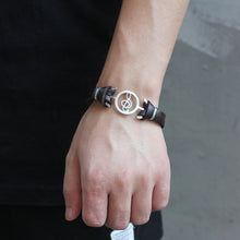 Load image into Gallery viewer, Vintage Hollow Musical Note Bracelet Men Faux Leather Wristband Hand Jewelry - provenclothes