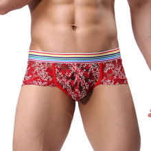Load image into Gallery viewer, Men Sexy Soft See-through Lace Multicolor Belt Boxer Brief Underwear Underpants - provenclothes