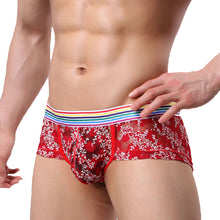 Load image into Gallery viewer, Men Sexy Soft See-through Lace Multicolor Belt Boxer Brief Underwear Underpants - provenclothes