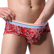 Load image into Gallery viewer, Men Sexy Soft See-through Lace Multicolor Belt Boxer Brief Underwear Underpants - provenclothes