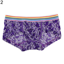 Load image into Gallery viewer, Men Sexy Soft See-through Lace Multicolor Belt Boxer Brief Underwear Underpants - provenclothes