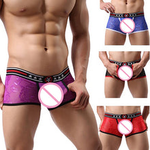 Load image into Gallery viewer, Sexy Men's Breathable Lace See Through Underwear Boxer Brief Bulge Pouch Shorts - provenclothes