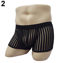 Load image into Gallery viewer, Men's Sexy Striped See Through Underwear Mesh Bulge Pouch Boxer Shorts Briefs - provenclothes