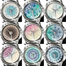 Load image into Gallery viewer, Retro Kaleidoscope Lotus Petals Pattern PVC Band Quartz Unisex Wrist Watch Gift - provenclothes