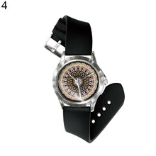Load image into Gallery viewer, Retro Kaleidoscope Lotus Petals Pattern PVC Band Quartz Unisex Wrist Watch Gift - provenclothes