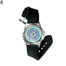 Load image into Gallery viewer, Retro Kaleidoscope Lotus Petals Pattern PVC Band Quartz Unisex Wrist Watch Gift - provenclothes