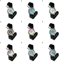 Load image into Gallery viewer, Retro Kaleidoscope Lotus Petals Pattern PVC Band Quartz Unisex Wrist Watch Gift - provenclothes