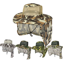Load image into Gallery viewer, Fishing Hiking Outdoor Face Sun Protection Neck Cover Wide Brim Flap Cap Hat - provenclothes