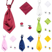 Load image into Gallery viewer, Men's Solid Color Broad Necktie Adjustable Neck Tie Pocket Square Cufflinks Set - provenclothes