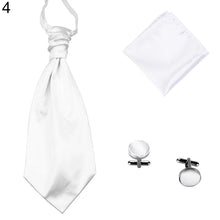 Load image into Gallery viewer, Men's Solid Color Broad Necktie Adjustable Neck Tie Pocket Square Cufflinks Set - provenclothes