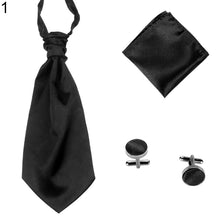 Load image into Gallery viewer, Men's Solid Color Broad Necktie Adjustable Neck Tie Pocket Square Cufflinks Set - provenclothes