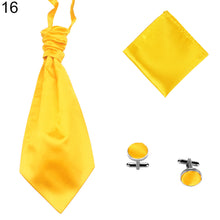 Load image into Gallery viewer, Men's Solid Color Broad Necktie Adjustable Neck Tie Pocket Square Cufflinks Set - provenclothes