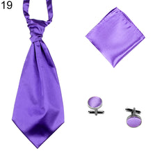 Load image into Gallery viewer, Men's Solid Color Broad Necktie Adjustable Neck Tie Pocket Square Cufflinks Set - provenclothes