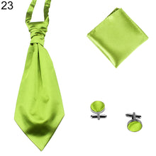 Load image into Gallery viewer, Men's Solid Color Broad Necktie Adjustable Neck Tie Pocket Square Cufflinks Set - provenclothes