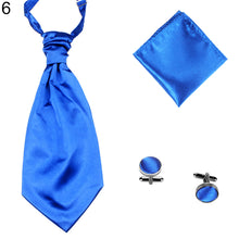Load image into Gallery viewer, Men's Solid Color Broad Necktie Adjustable Neck Tie Pocket Square Cufflinks Set - provenclothes