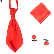 Load image into Gallery viewer, Men's Solid Color Broad Necktie Adjustable Neck Tie Pocket Square Cufflinks Set - provenclothes