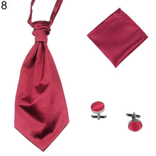 Load image into Gallery viewer, Men's Solid Color Broad Necktie Adjustable Neck Tie Pocket Square Cufflinks Set - provenclothes