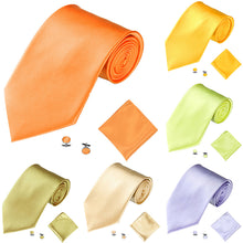 Load image into Gallery viewer, Men's Fashion Solid Color Suits Ties Necktie Cufflinks Hanky Set Tuxedo Suit - provenclothes