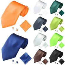 Load image into Gallery viewer, Men's Fashion Solid Color Suits Ties Necktie Cufflinks Hanky Set Tuxedo Suit - provenclothes