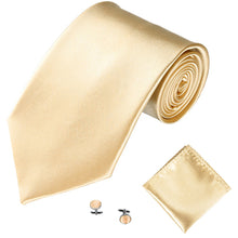 Load image into Gallery viewer, Men's Fashion Solid Color Suits Ties Necktie Cufflinks Hanky Set Tuxedo Suit - provenclothes