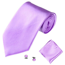 Load image into Gallery viewer, Men's Fashion Solid Color Suits Ties Necktie Cufflinks Hanky Set Tuxedo Suit - provenclothes