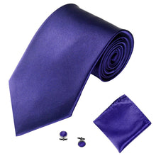 Load image into Gallery viewer, Men's Fashion Solid Color Suits Ties Necktie Cufflinks Hanky Set Tuxedo Suit - provenclothes