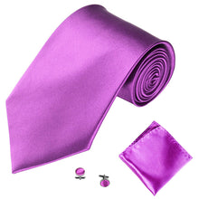 Load image into Gallery viewer, Men's Fashion Solid Color Suits Ties Necktie Cufflinks Hanky Set Tuxedo Suit - provenclothes