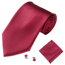 Load image into Gallery viewer, Men's Fashion Solid Color Suits Ties Necktie Cufflinks Hanky Set Tuxedo Suit - provenclothes