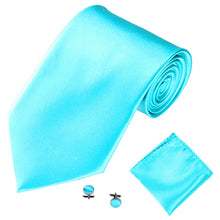 Load image into Gallery viewer, Men's Fashion Solid Color Suits Ties Necktie Cufflinks Hanky Set Tuxedo Suit - provenclothes