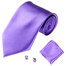 Load image into Gallery viewer, Men's Fashion Solid Color Suits Ties Necktie Cufflinks Hanky Set Tuxedo Suit - provenclothes