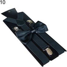 Load image into Gallery viewer, Solid Color Kids Adult Clip-on Elastic Y-Shape Adjustable Suspenders Bowtie Set - provenclothes