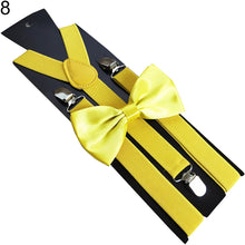 Load image into Gallery viewer, Solid Color Kids Adult Clip-on Elastic Y-Shape Adjustable Suspenders Bowtie Set - provenclothes