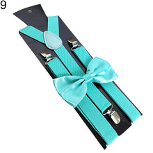 Load image into Gallery viewer, Solid Color Kids Adult Clip-on Elastic Y-Shape Adjustable Suspenders Bowtie Set - provenclothes