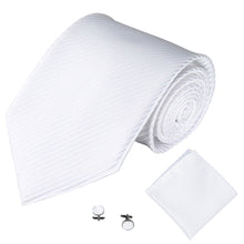 Load image into Gallery viewer, Solid Color Stripe Jacquard Business Men Necktie Handkerchief Cuff Links Set - provenclothes