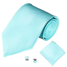 Load image into Gallery viewer, Solid Color Stripe Jacquard Business Men Necktie Handkerchief Cuff Links Set - provenclothes