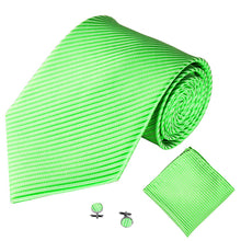 Load image into Gallery viewer, Solid Color Stripe Jacquard Business Men Necktie Handkerchief Cuff Links Set - provenclothes