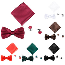 Load image into Gallery viewer, 3Pcs Solid Color Silky Wedding Business Men Suit Tie Necktie Cufflink Hanky Set - provenclothes
