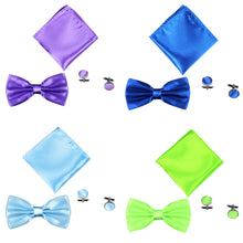 Load image into Gallery viewer, 3Pcs Solid Color Silky Wedding Business Men Suit Tie Necktie Cufflink Hanky Set - provenclothes