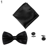 Load image into Gallery viewer, 3Pcs Solid Color Silky Wedding Business Men Suit Tie Necktie Cufflink Hanky Set - provenclothes