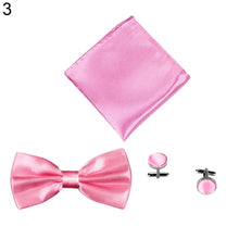 Load image into Gallery viewer, 3Pcs Solid Color Silky Wedding Business Men Suit Tie Necktie Cufflink Hanky Set - provenclothes