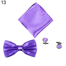 Load image into Gallery viewer, 3Pcs Solid Color Silky Wedding Business Men Suit Tie Necktie Cufflink Hanky Set - provenclothes