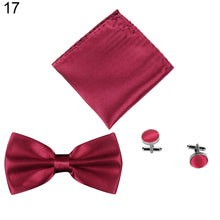 Load image into Gallery viewer, 3Pcs Solid Color Silky Wedding Business Men Suit Tie Necktie Cufflink Hanky Set - provenclothes