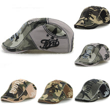 Load image into Gallery viewer, Men Outdoor Adjustable Camouflage Splicing Letter Sun Hats Peaked Caps Beret - provenclothes