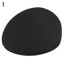 Load image into Gallery viewer, Casual Men Warm Comfortable Solid Color Flat Beret Hat Newsboy Cabbie Peaked Cap - provenclothes