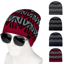 Load image into Gallery viewer, Men Winter Outdoor Wavy Stripe Fleece Lined Beanie Skull Cap Warm Knitted Hat - provenclothes
