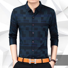 Load image into Gallery viewer, Men Spring Autumn Casual Business Plaid Print Long Sleeve Button Down Shirt Top - provenclothes