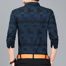 Load image into Gallery viewer, Men Spring Autumn Casual Business Plaid Print Long Sleeve Button Down Shirt Top - provenclothes