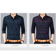 Load image into Gallery viewer, Men Spring Autumn Casual Business Plaid Print Long Sleeve Button Down Shirt Top - provenclothes