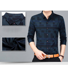 Load image into Gallery viewer, Men Spring Autumn Casual Business Plaid Print Long Sleeve Button Down Shirt Top - provenclothes
