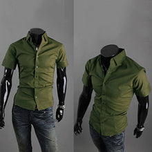 Load image into Gallery viewer, Men's Fashion Summer Cool Turn-Down Collar Solid Slim Fit Short Sleeve Shirt - provenclothes